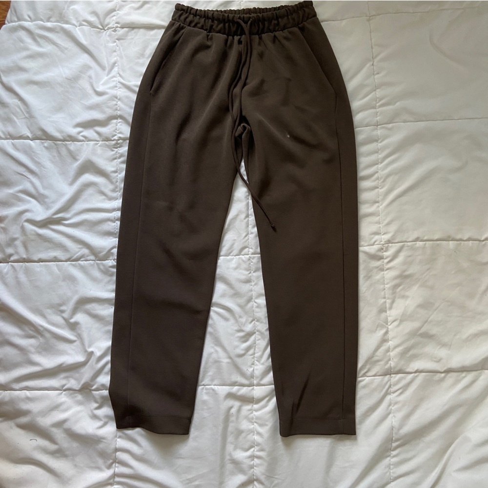 ZARA dark brown drawstring trousers